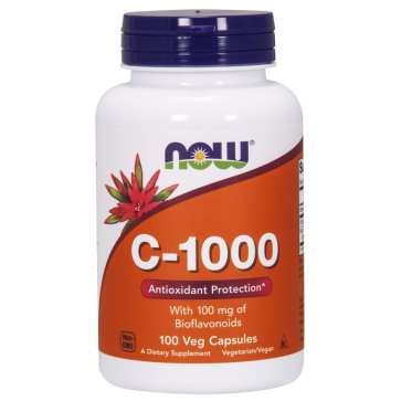 C 1000 Vitamina 100 veg caps 100mg bioflavonoids NOW Foods