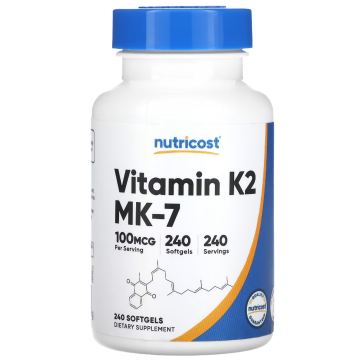 Vitamin K2, 100 mcg, 240 Softgels Nutricost