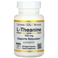 L-Theanine, Featuring AlphaWave, 100 mg, 60 Veggie Capsules California Gold Nutrition